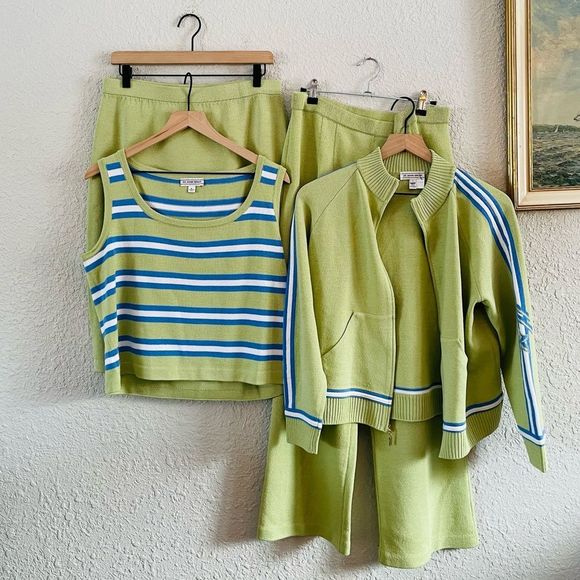 St. John Dresses & Skirts - Vintage St. John Sport 4 Piece Wool & Rayon Blend Knit Set in Light Green